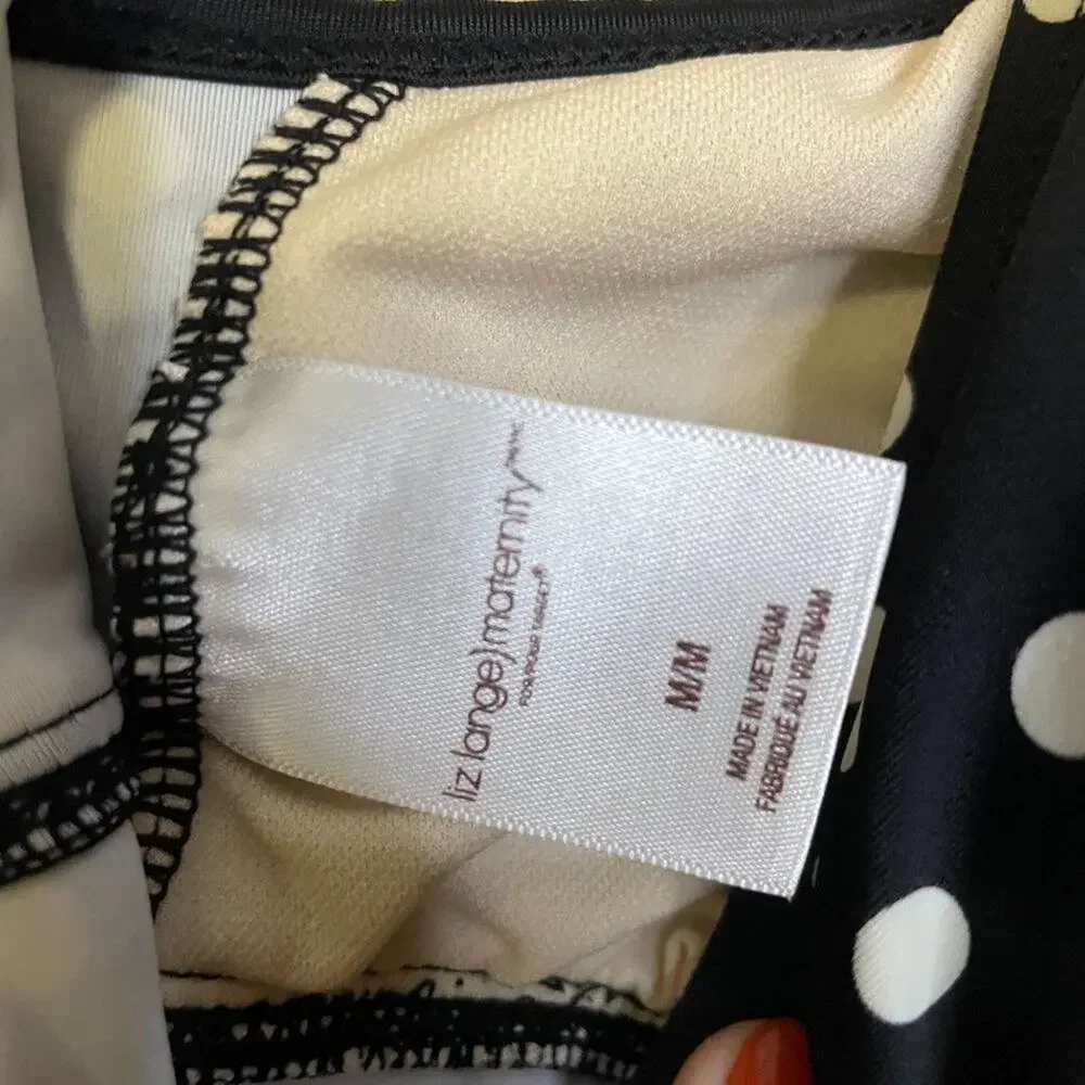 Liz Lange Maternity Swim Tank Black and White Polka Dot Medium - Picture 5 of 5